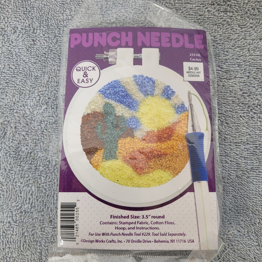Design Works Crafts Punch Needle Kit 255 HL Cactus Desert Sun 3.5 Inch Hoop Kit